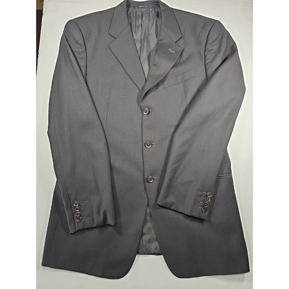 Armani Collezioni Gray Check Wool‎ Sport Coat Blazer 42L Men's